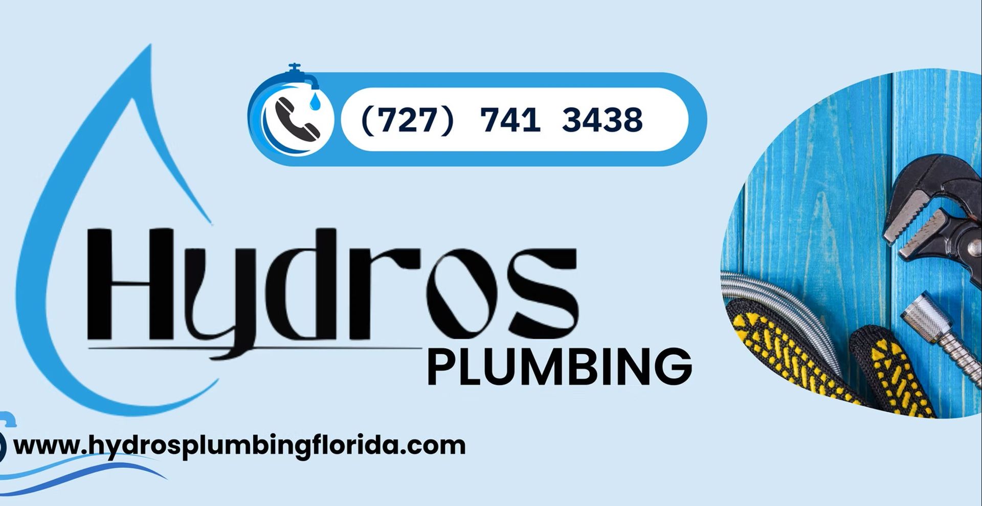 Hydros Plumbing brand banner designed by Atenalia Branding